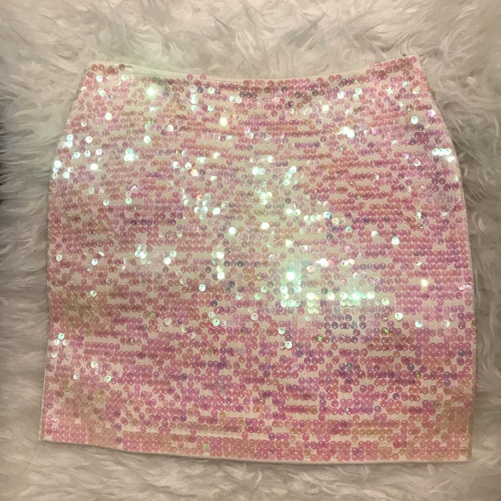 Topshop Pink Sequin Mini Skirt Iridescent Party Summer Size 4
